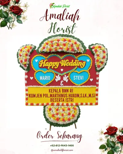 Karangan Papan Bunga Pernikahan di Lowokwaru